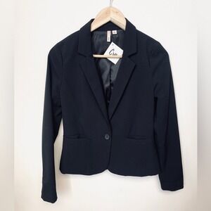 Frenchi Blazer Womens Medium Black Single Button Long Sleeve Classic Jacket